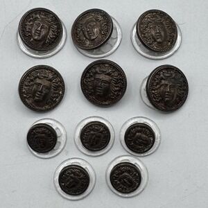 Turbulence Simon Sebbag Replacement Buttons Bronze Medusa Face Jacket 11 Pc
